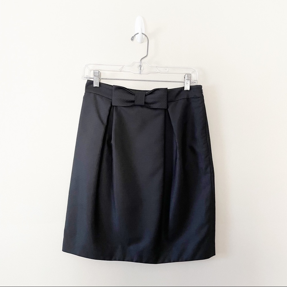 Tibi Bow Pencil Skirt Jacquard Black